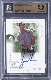 2001 SP Authentic #45 Tiger Woods Signed Rookie Card (#236/900) - BGS GEM MINT 9.5/BGS 10